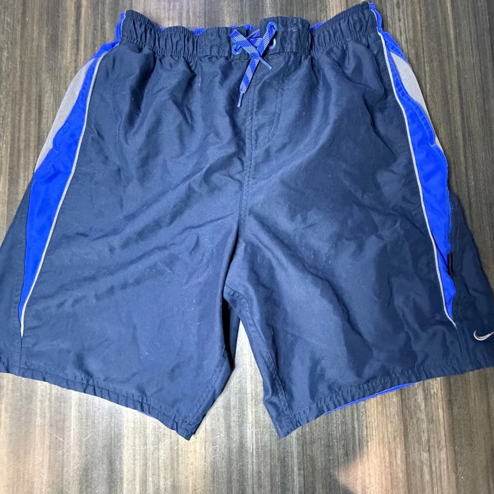 Nike Swim Trunks Shorts‎ Blue Black Athletic Casual Activewear Mens Large